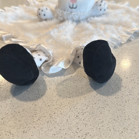 2010 Baby Starters White Polka Dot Bunny Rabbit Security Blanket Lovey Rattle - Picture 3 of 9